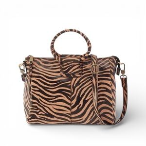 NWT HOBO Zebra Pattern Medium Sheila Crossbody in Tan & Black